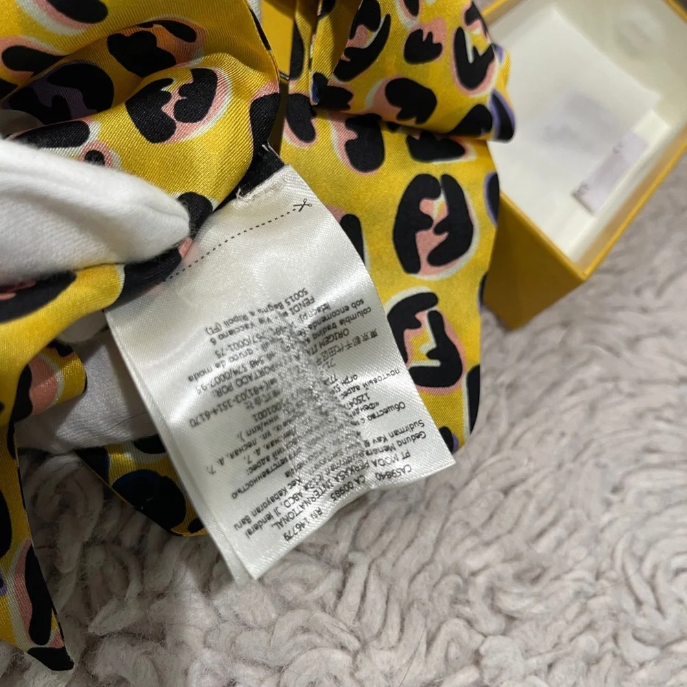 Fendi Yellow and Black Silk Scarf